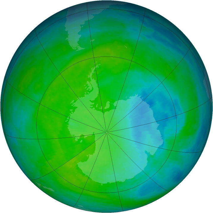 Antarctic ozone map for 08 December 1993